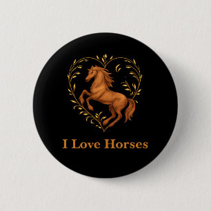 Badge Rond 5 Cm Bouton - J'aime les chevaux