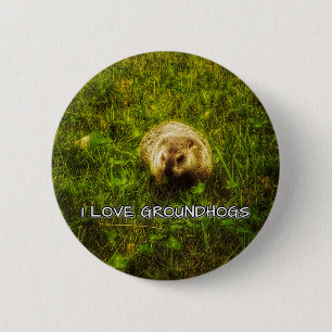 Badge Rond 5 Cm Bouton J'aime les marmottes