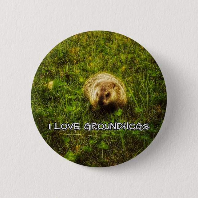 Badge Rond 5 Cm Bouton J'aime les marmottes (Devant)