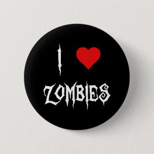 Badge Rond 5 Cm Bouton J'aime les zombies