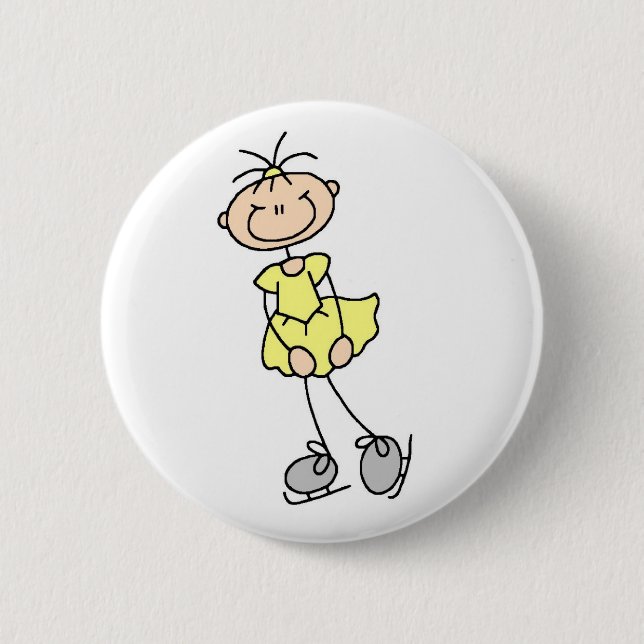 Badge Rond 5 Cm Bouton jaune de patineur artistique (Devant)