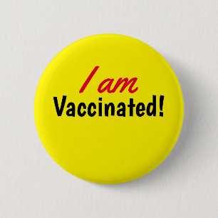 Badge Rond 5 Cm Bouton jaune vacciné