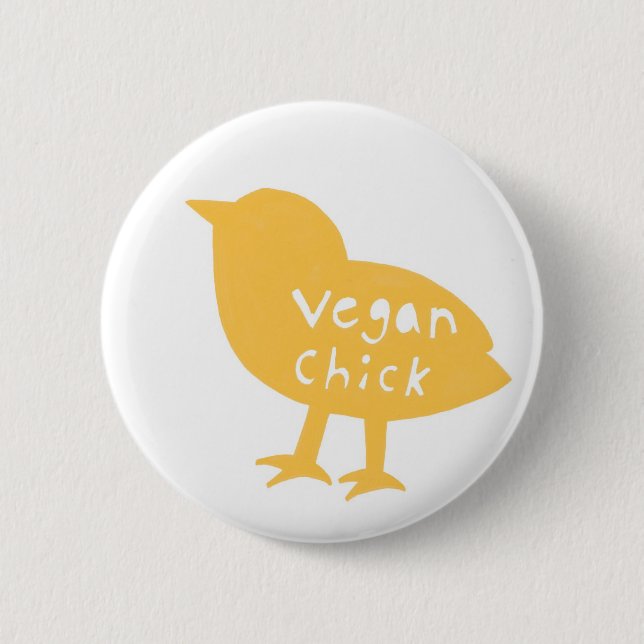 Badge Rond 5 Cm Bouton (jaune) végétalien de poussin (Devant)