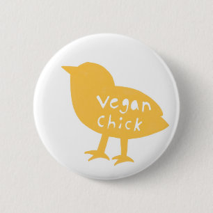 Badge Rond 5 Cm Bouton (jaune) végétalien de poussin