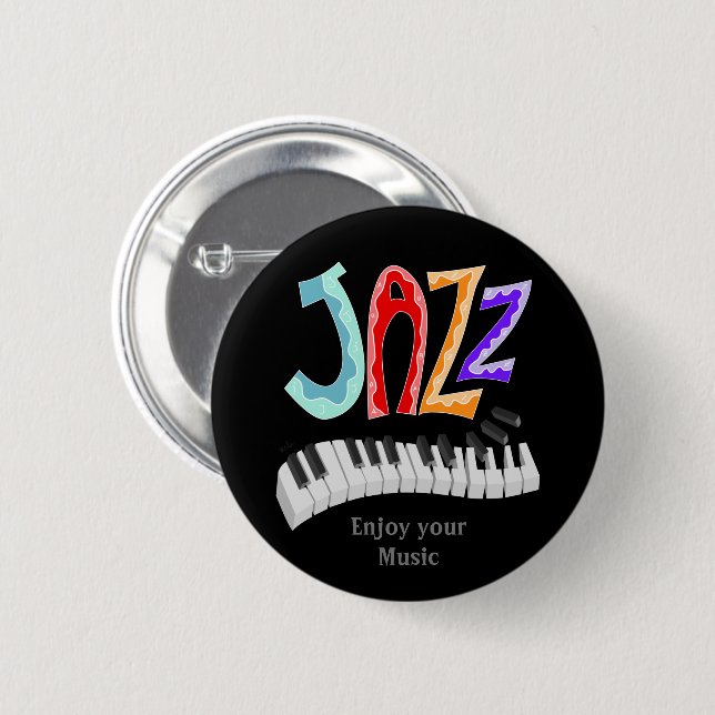 Badge Rond 5 Cm Bouton Jazz Lettering à deux tons (Devant & derrière)