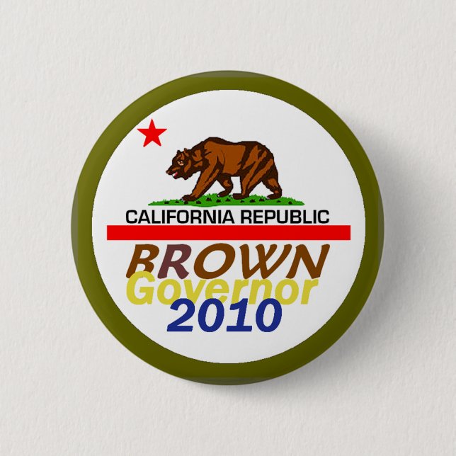 Badge Rond 5 Cm Bouton Jerry BROWN 2010 (Devant)