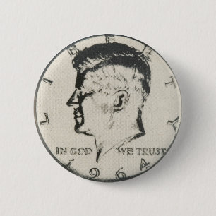 Badge Rond 5 Cm Bouton JFK demi-dollar