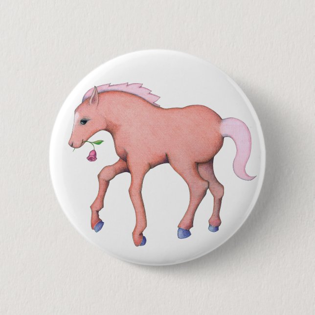 Badge Rond 5 Cm Bouton Joli cheval (Devant)