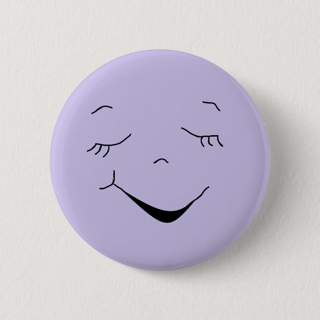 Badge Rond 5 Cm Bouton joli visage violet soyeux (Devant)