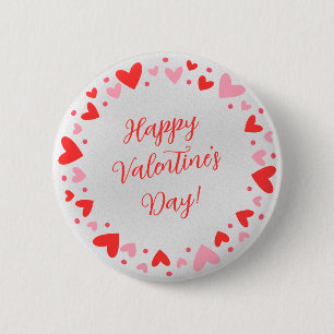 Badge Rond 5 Cm Bouton Joyeuse Saint-Valentin Cercle de Cœurs