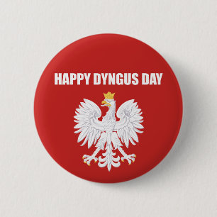 Badge Rond 5 Cm Bouton Joyeux Dyngus Day Polonais Aigle Blanc