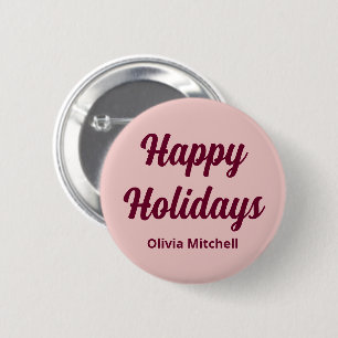Badge Rond 5 Cm Bouton Joyeux Joyeux Rose clair