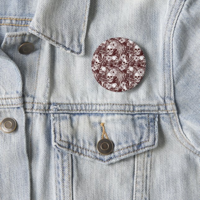 Badge Rond 5 Cm Bouton Jungle Skulls (En situation)