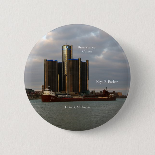 Badge Rond 5 Cm Bouton Kaye E. Barker Detroit (Devant)