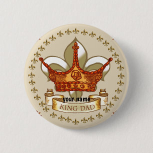 Badge Rond 5 Cm Bouton King Papa Royal Crown