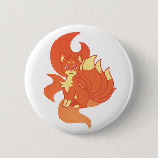 Badge Rond 5 Cm Bouton kitsune de feu ardent 