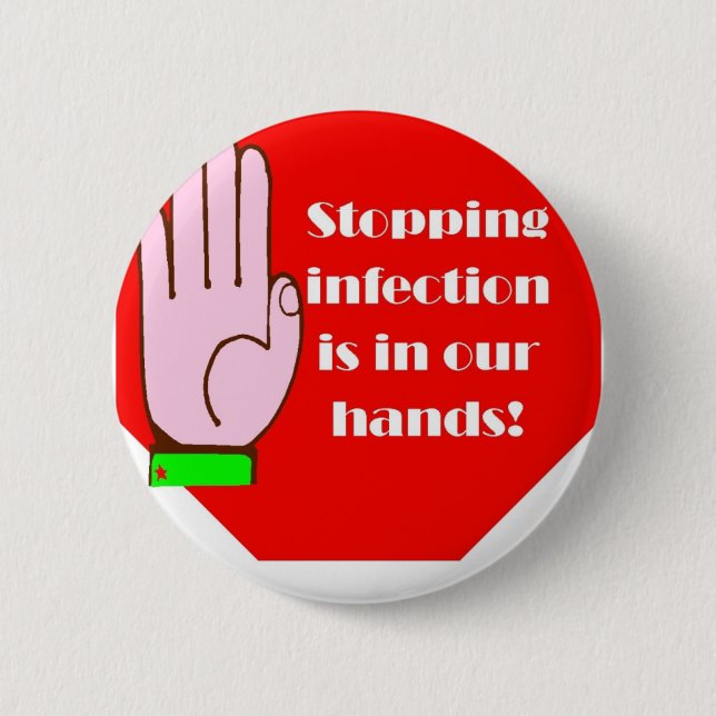 Badge Rond 5 Cm Bouton lavant à la main (Devant)