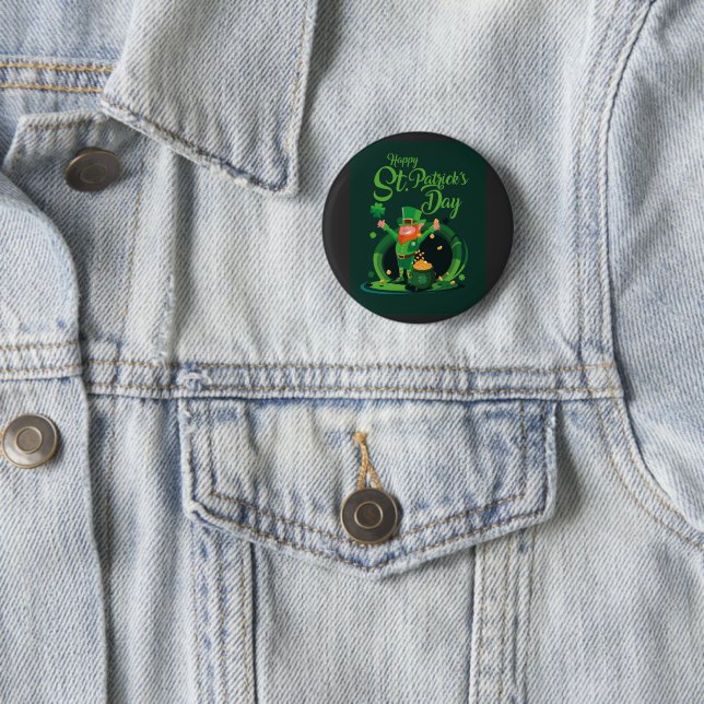 Badge Rond 5 Cm Bouton Leprechaun de la Saint Patrick (En situation)