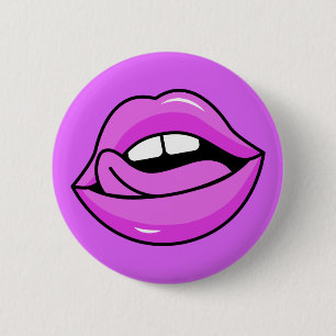Badge Rond 5 Cm Bouton Lèvres roses