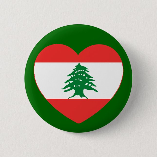 Badge Rond 5 Cm Bouton libanais de coeur (Devant)