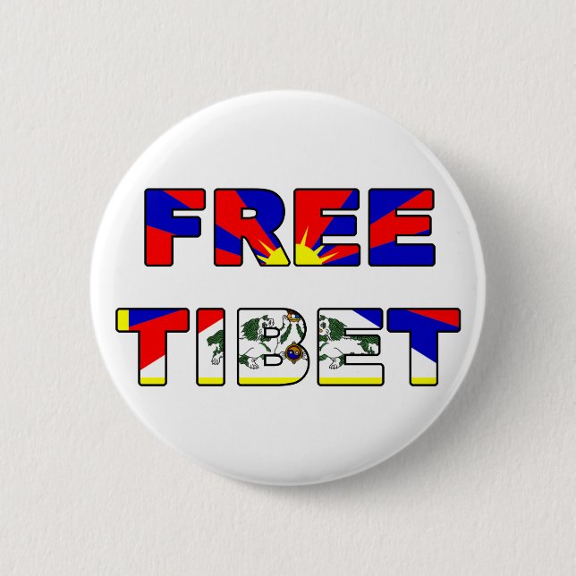 Badge Rond 5 Cm Bouton libre du Thibet (Devant)