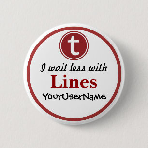 Badge Rond 5 Cm Bouton Lignes - Design 1 (Blanc)