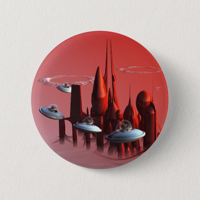 Badge Rond 5 Cm Bouton Little Green Invaders (Devant)