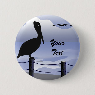 Badge Rond 5 Cm Bouton littoral de l'océan Pelican