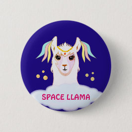 Badge Rond 5 Cm Bouton Llama de l'espace