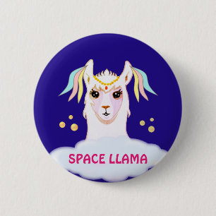 Badge Rond 5 Cm Bouton Llama de l'espace