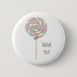 Badge Rond 5 Cm Bouton Lollipop Tourbillon Rose