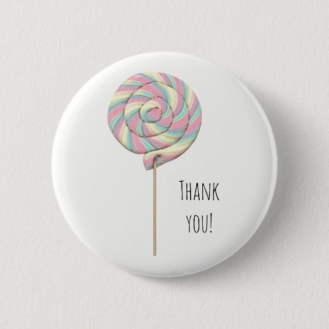 Badge Rond 5 Cm Bouton Lollipop Tourbillon Rose (Devant)