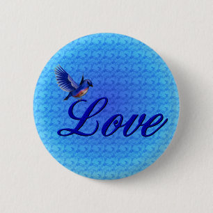 Badge Rond 5 Cm Bouton Love Elegant Bluebird