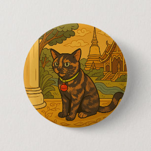 Badge Rond 5 Cm Bouton Lovely Siam Cat Round