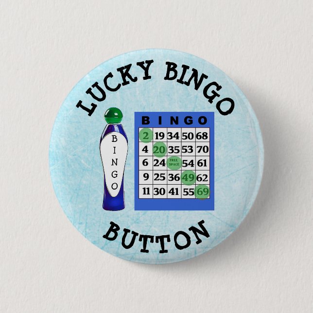 Badge Rond 5 Cm Bouton Lucky BINGO Bouton Cartes Bleues (Devant)