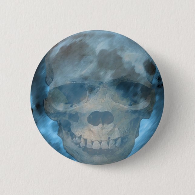 Badge Rond 5 Cm Bouton Lune crâne (Devant)