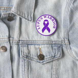Badge Rond 5 Cm Bouton Lupus Warrior Purple Awareness Ribbon