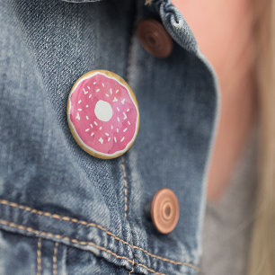 Badge Rond 5 Cm Bouton Magenta Hot Rose Donut
