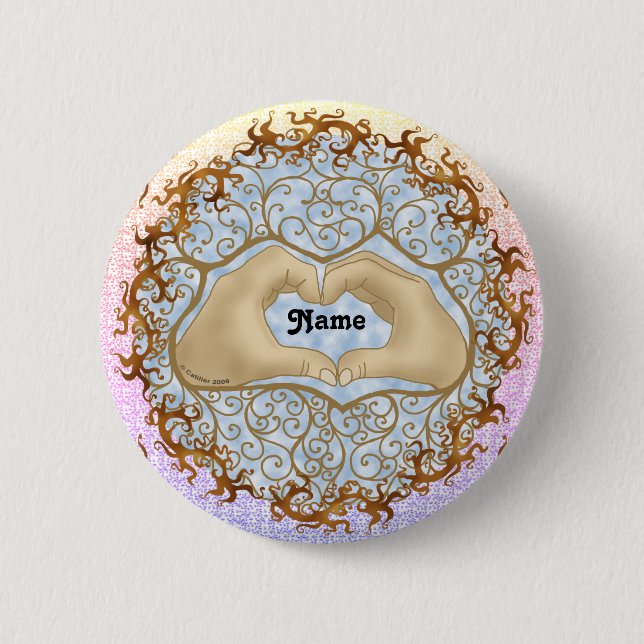 Badge Rond 5 Cm Bouton Mains du coeur (Devant)
