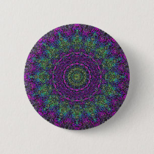 Badge Rond 5 Cm Bouton Mandala Abstrait Fleur de lavande