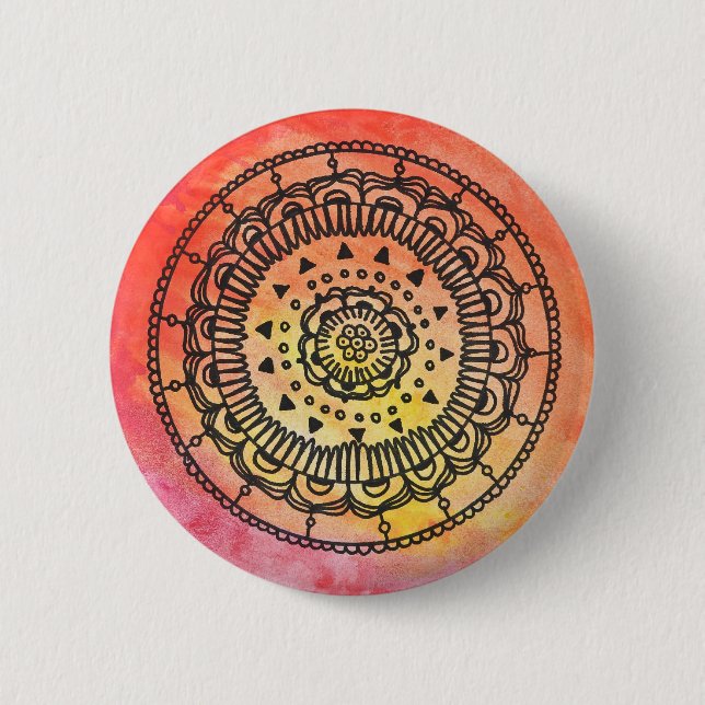Badge Rond 5 Cm Bouton Mandala Chaud Par Megaflora (Devant)