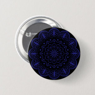 Badge Rond 5 Cm Bouton Mandala   Noir et Violet
