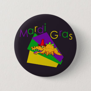 Badge Rond 5 Cm Bouton Mardi Gras Gator