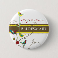Bouton Mariage BRIDESMAID Summer Birds And Swirls