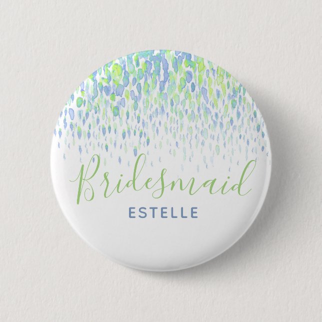 Badge Rond 5 Cm Bouton mariage d'art abstrait vert Bridesmaid (Devant)
