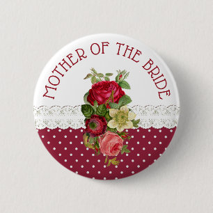 Badge Rond 5 Cm Bouton Mariage de la mère de la mariée Rose Bouque
