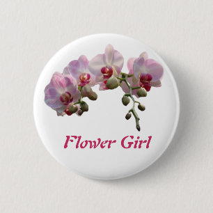 Badge Rond 5 Cm bouton mariage fleurs d'orchidée rose