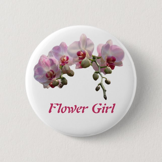 Badge Rond 5 Cm bouton mariage fleurs d'orchidée rose (Devant)