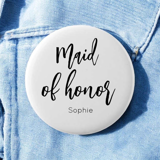 Badge Rond 5 Cm Bouton Mariage noir blanc de la femme d'honneur (Créateur téléchargé)
