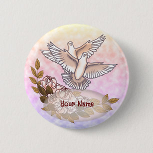Badge Rond 5 Cm Bouton mariage Rose